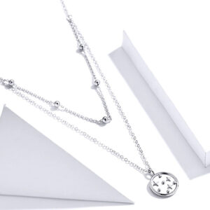 BAMOER κολιέ SCN365 δυο σειρών, ασήμι 925, ασημί 4 SCN365 3