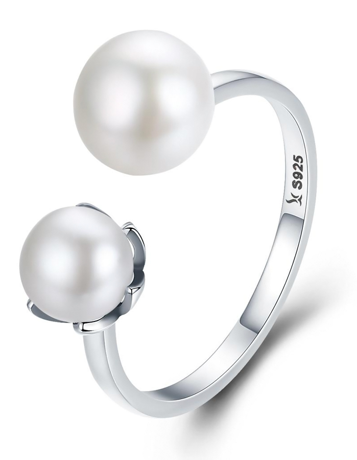 BAMOER δαχτυλίδι SCR192 με λευκές πέρλες BAMOER δαχτυλίδι SCR192 με λευκές πέρλες