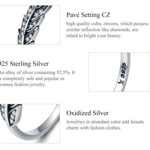 BAMOER δαχτυλίδι SCR313, κυβική ζιρκόνια, ανοιγόμενο, ασήμι 925, ασημί 4 ασήμι 925