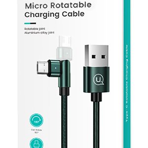 USAMS καλώδιο Micro USB σε USB SJ478, περιστρεφόμενο, 10W, 1m, πράσινο 3 10W