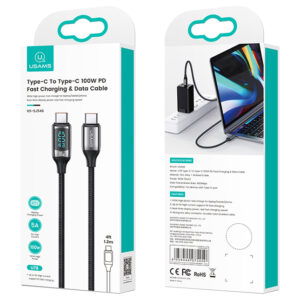 USAMS καλώδιο USB Type-C US-SJ546, 100W/5A, 1.2m, μαύρο 3 1.2m