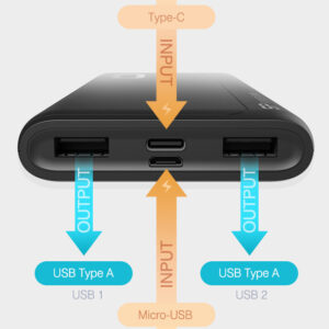 SILICON POWER power bank GP15, 10000mAh, 2x USB output, 2.1A, μαύρο 4 2.1A