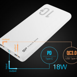 SILICON POWER power bank QP15, 10000mAh, 2x USB & USB Type-C, 3A, λευκό 2 10000mAh