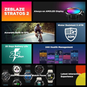 ZEBLAZE smartwatch Stratos 2, 1.3" AMOLED, GPS, heart rate, 5 ATM, μαύρο 3 GPS