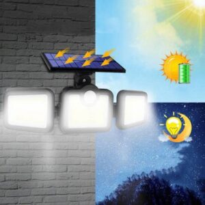 Τριπλός ηλιακός προβολέας με ανιχνευτή κίνησης και πάνελ, μαύρο 3 SOLAR LAMP 3IN1 1