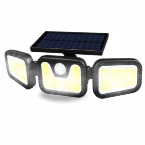 Τριπλός ηλιακός προβολέας με ανιχνευτή κίνησης και πάνελ, μαύρο 2 SOLAR LAMP 3IN1 6