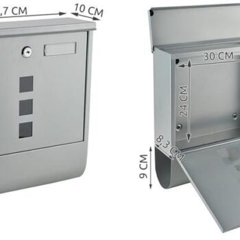 Γραμματοκιβώτιο Εξωτερικού Χώρου Inox Malatec σε Ασημί Χρώμα 30.7x10x34cm 6 eng pl Mailbox 8510 13