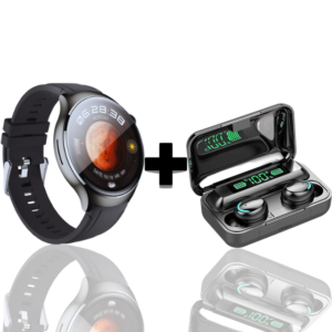 Smartwatch με Ελληνικό μενού & Παλμογράφο Borofone, BD7, Dark Grey και Δώρο Ασύρματα Ακουστικά Bluetooth TWS με Βάση Φόρτισης F9+5C Black