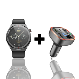 Smartwatch με Ελληνικό μενού Παλμογράφο Borofone BD2 Μαύρο και Δώρο FM Transmitter Αυτοκινήτου Φορτιστής MP3 Bluetooth BC48 Μαύρο 1