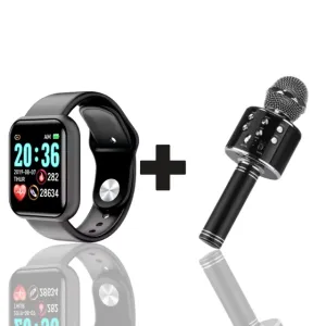 Smartwatch L18 Μαύρο με Παλμογράφο και Μικρόφωνο Καραόκε Bluetooth με Ενσωματωμένο Ηχείο WS858 Μαύρο
