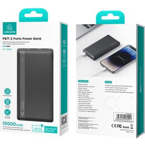 USAMS power bank US-CD205, 2x USB θύρες εξόδου, 10000mAh, 10W, μαύρο 4 10W