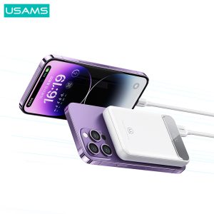 USAMS power bank US-CD214, 2x έξοδοι, wireless, 10000mAh, 20W, λευκό 3 wireless