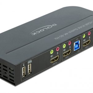 DELOCK HDMI KVM Switch 11481, 2 ports, USB 3.0, Audio, 4K/60Hz, μαύρο 2 2 ports