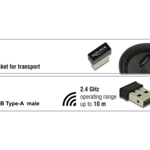 DELOCK ασύρματο vertical ποντίκι 12622 οπτικό, 5 πλήκτρα, 1000DPI, μαύρο 3 1000DPI
