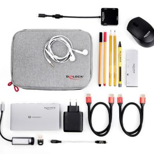 DELOCK θήκη οργάνωσης αξεσουάρ 18412, 23.5x17.5x6cm, υδροαπωθητική, γκρι 4 γκρι