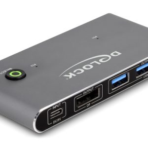 DELOCK DisplayPort KVM switch 18646 με 4x θύρες USB 5Gbps, 8K/30Hz, γκρι 2 8K/30Hz