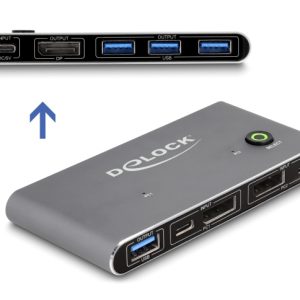 DELOCK DisplayPort KVM switch 18646 με 4x θύρες USB 5Gbps, 8K/30Hz, γκρι 1 DELOCK DisplayPort KVM switch 18646 με 4x θύρες USB 5Gbps