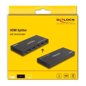 DELOCK HDMI splitter 18652 με downscaler πλήκτρο, 4 σε 1, 4K/60Hz, μαύρο 4 μαύρο