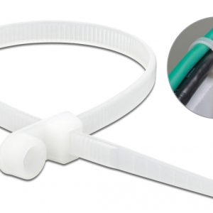 DELOCK Δεματικά καλωδίων 18948 με οπή στερέωσης, 400x7.6mm, λευκά, 10τμχ 2 400x7.6mm