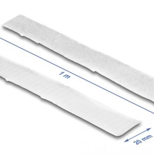 DELOCK αυτοκόλλητη ταινία τύπου Velcro 19061, 1mx20mm, λευκή 3 λευκή