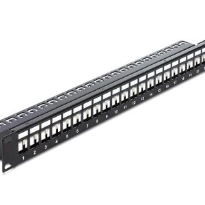 DELOCK keystone patch panel 43277, 19"/1U, 24 ports, μαύρο
