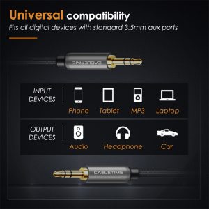 CABLETIME καλώδιο ήχου 3.5mm CT-P11GN, AUX, 3m, μαύρο 3 3m