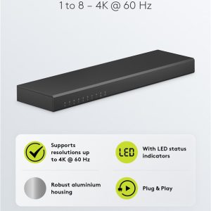 GOOBAY HDMI splitter 58484, 8 σε 1, 4K/60Hz, μαύρο 4 μαύρο