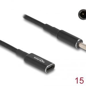 DELOCK καλώδιο τροφοδοσίας 60036, USB-C σε Dell 4.5x3.0mm, 15cm, μαύρο 3 15cm