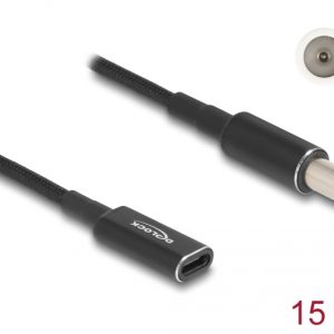 DELOCK καλώδιο τροφοδοσίας 60037, USB-C σε Dell 7.4x5.0mm, 15cm, μαύρο 3 15cm