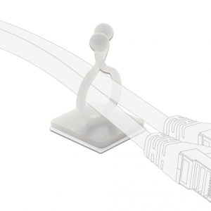 DELOCK Οργανωτής καλωδίων 60175 με αυτοκόλλητη βάση, λευκό, 10τμχ 2 λευκό