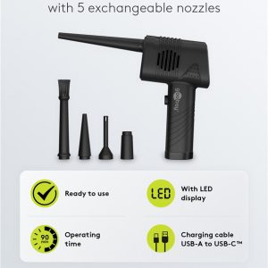 GOOBAY ηλεκτρικό air duster 61667, LED οθόνη, 46.8W, 2000mAh, μαύρο 3 46.8W