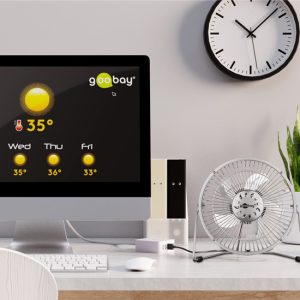 GOOBAY επιτραπέζιος ανεμιστήρας 62062, 8", USB, ασημί 2 8"