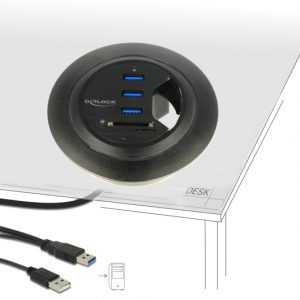 DELOCK USB hub 62869 με card reader, 5x θυρών, 5Gbps, Φ60/80mm, μαύρο 2 5x θυρών