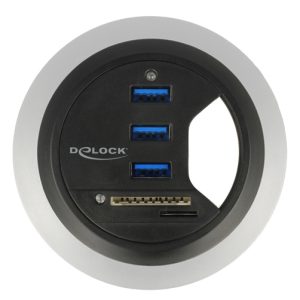 DELOCK USB hub 62869 με card reader, 5x θυρών, 5Gbps, Φ60/80mm, μαύρο 3 5Gbps