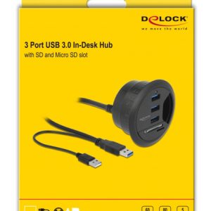 DELOCK USB hub 62869 με card reader, 5x θυρών, 5Gbps, Φ60/80mm, μαύρο 4 Φ60/80mm