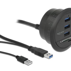 DELOCK USB hub 62869 με card reader, 5x θυρών, 5Gbps, Φ60/80mm, μαύρο 1 DELOCK USB hub 62869 με card reader