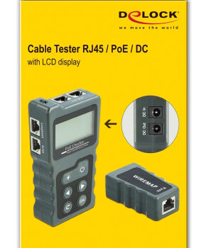 DELOCK tester καλωδίων με οθόνη 63110, RJ45, PoE, DC, γκρι 3 PoE