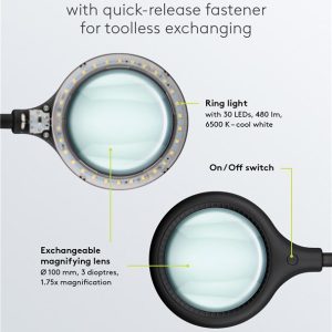 GOOBAY μεγεθυντικός φακός 64990 με κλιπ & βάση, LED, 3 διόπτρες 1.75x 4 64990 3