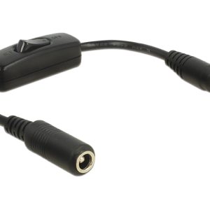 DELOCK καλώδιο/διακόπτης τροφοδοσίας 65497, 5.5x2.5mm, 20cm, μαύρο