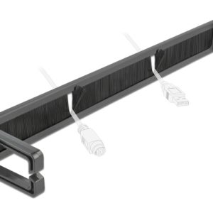 DELOCK cable management 66486, 19"/1U rack, 2x γάντζοι & βούρτσα, μαύρο 2 19"/1U rack