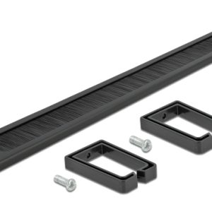 DELOCK cable management 66486, 19"/1U rack, 2x γάντζοι & βούρτσα, μαύρο 4 μαύρο