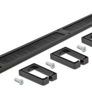 DELOCK cable management 66488, 19"/1U rack, 3x γάντζοι & βούρτσα, μαύρο 4 μαύρο