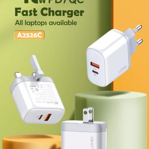LDNIO φορτιστής τοίχου A2526C με καλώδιο, USB & USB-C, 45W PD, λευκός 3 45W PD