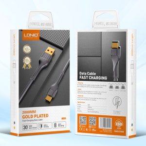 LDNIO καλώδιο USB-C σε USB LS652, 30W, 2m, γκρι 4 γκρι