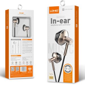 LDNIO earphones με μικρόφωνο HP09, 3.5mm σύνδεση, Φ13mm, 1.2m, ροζ χρυσό 4 1.2m