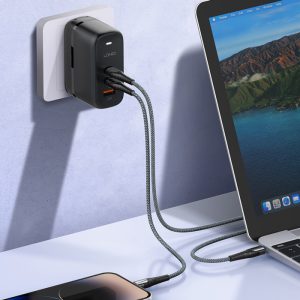 LDNIO φορτιστής τοίχου Q366 με καλώδιο, USB/2x USB-C, 65W, GaN, μαύρος 3 65W