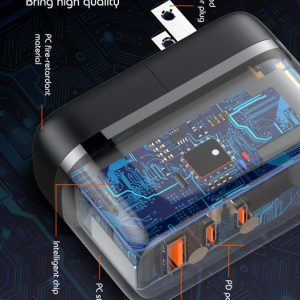 LDNIO φορτιστής τοίχου Q366 με καλώδιο, USB/2x USB-C, 65W, GaN, μαύρος 4 GaN