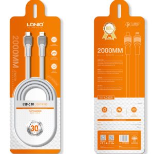 LDNIO καλώδιο Lightning σε USB-C LC602I, 30W PD, 2m, γκρι 4 γκρι