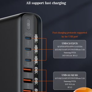 LDNIO σταθμός φόρτισης A6140C, 3x USB-C/3x USB, 140W, PD/QC, GaN, μαύρος 4 PD/QC