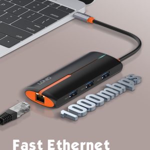 LDNIO USB hub DS-26U με θύρα δικτύου, 6 θυρών, USB-C σύνδεση, 100W PD, λευκό 4 100W PD